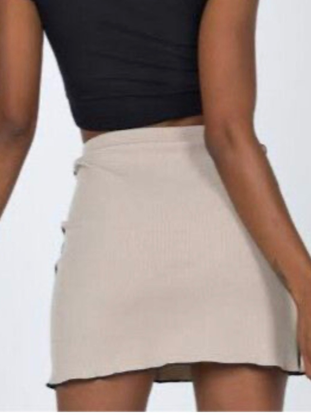 Princess Polly Beige Mini Skirt with Black Contrast Piping - Picture 2 of 5